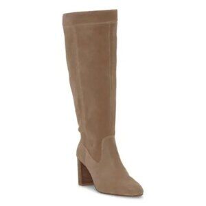 NEW Vince Camuto Caseyl Knee High Boots Womens 11 Beige Suede Block Heel